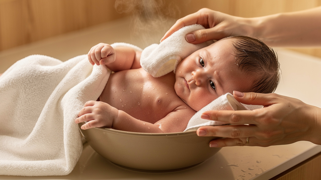 नवजात शिशु को स्पंज बाथ देना