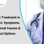 Doctor with stethoscope beside PCOS treatment title banner.