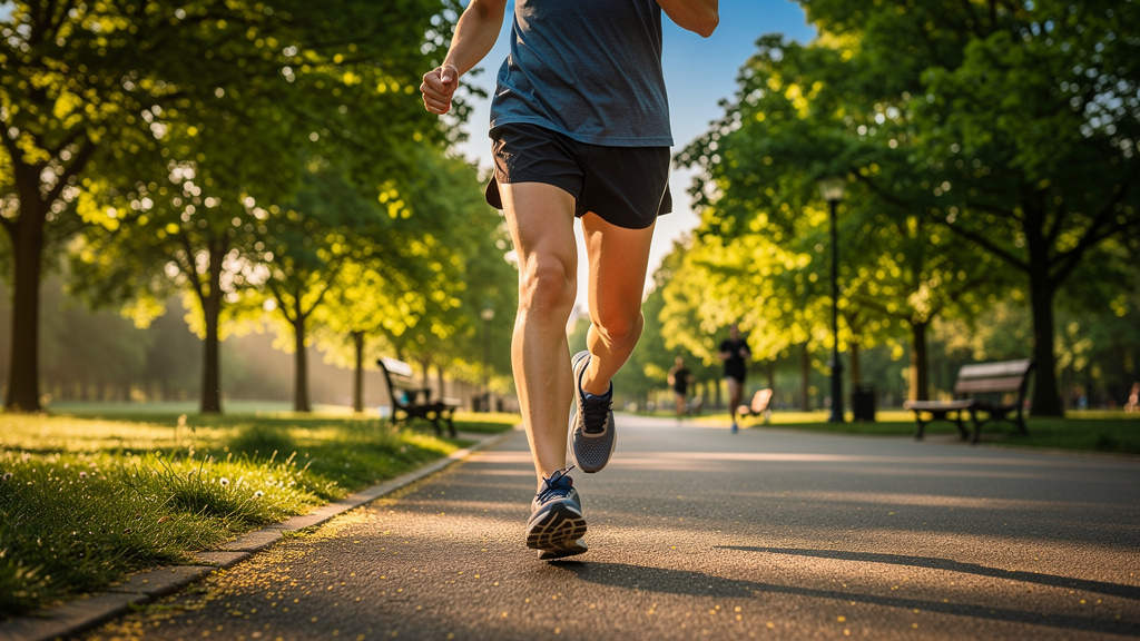 पार्क में तेज चलने का व्यायाम