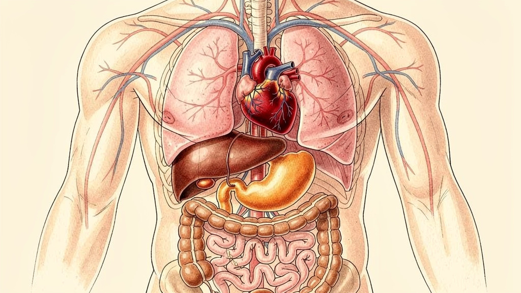 हृदय, फेफड़े और पाचन तंत्र की शारीरिक संरचना