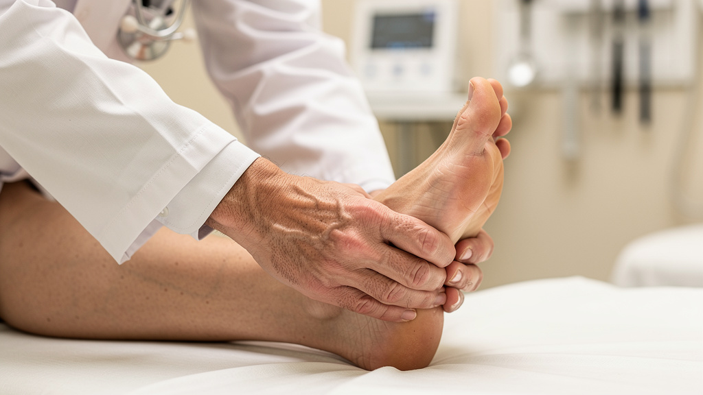 डॉक्टर द्वारा पैर की जांच और निदान